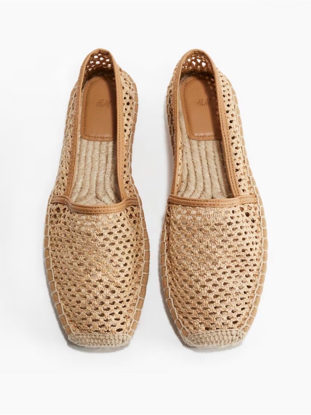 H&M Women's Woven Crochet Espadrille Flats in Tan